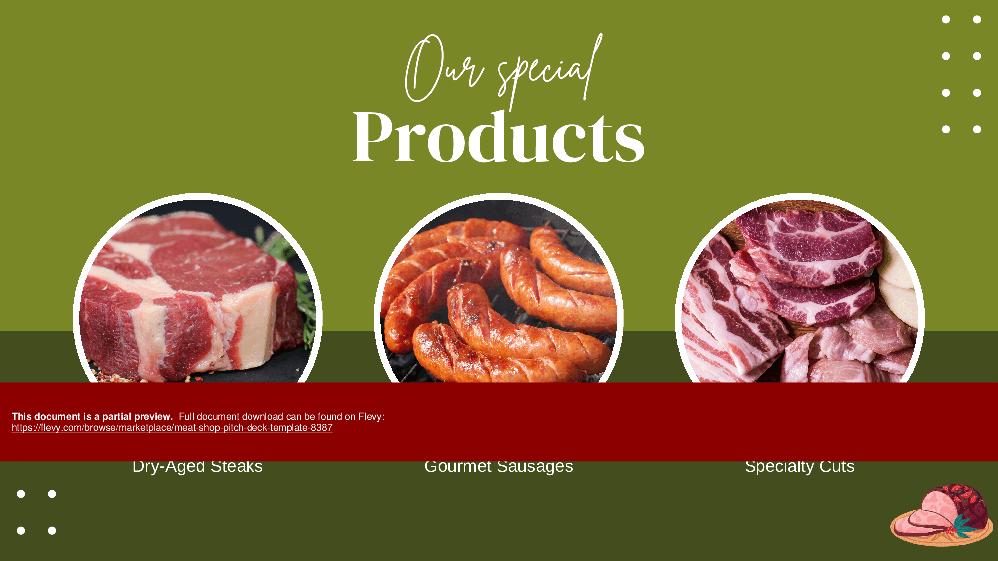 Meat Shop Pitch Deck Template (34-page PDF document) Preview Image