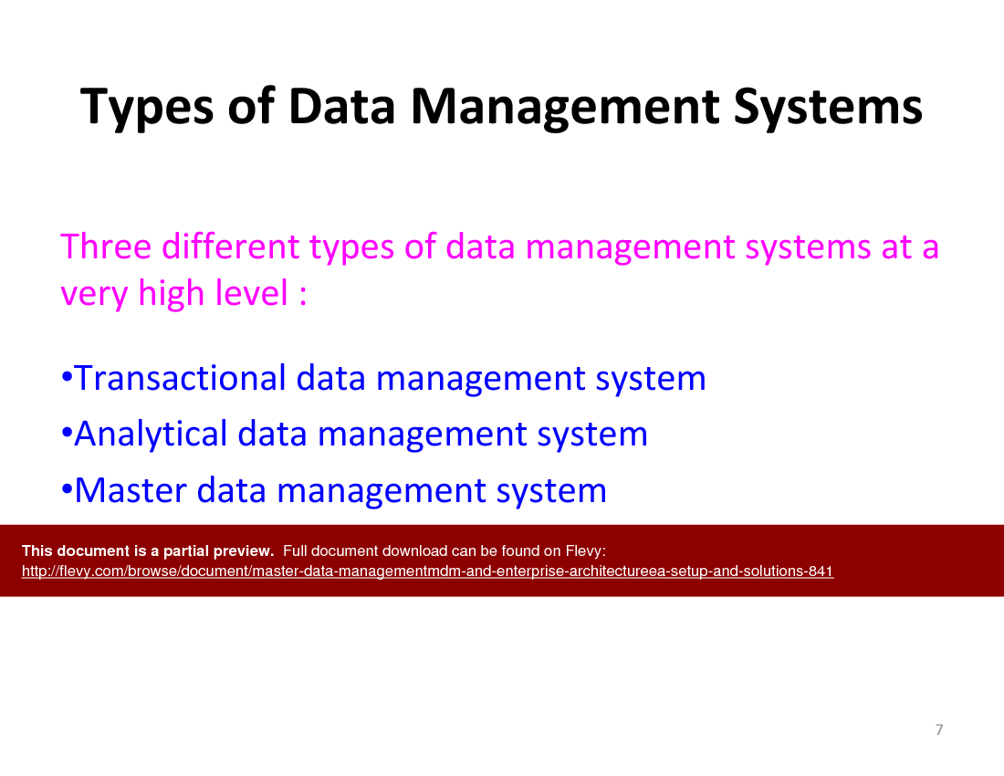 This is a partial preview of Master Data Management (MDM) and Enterprise Architecture (EA) Setup & Solutions (38-slide PowerPoint presentation (PPT)). Full document is 38 slides. 
