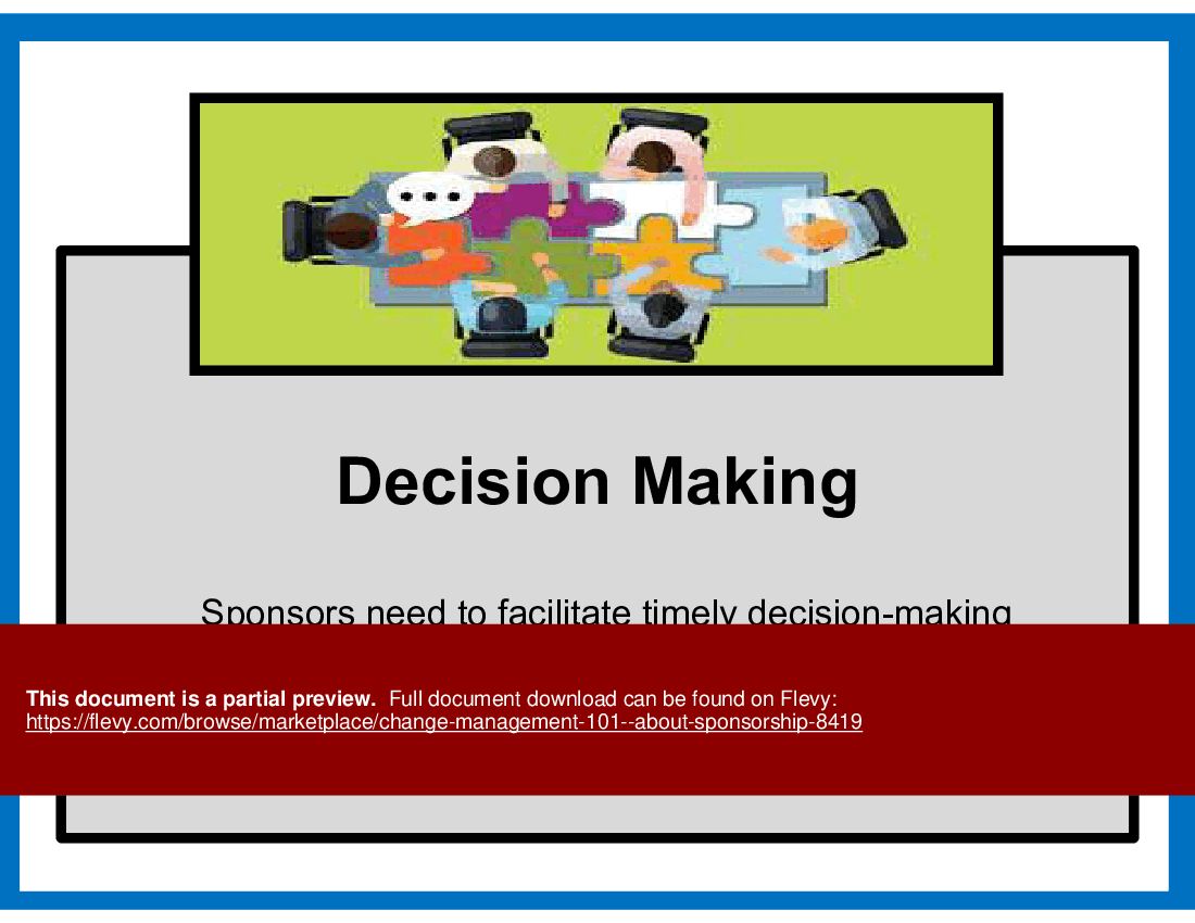 Change Management 101 - About Sponsorship (12-slide PPT PowerPoint presentation (PPT)) Preview Image