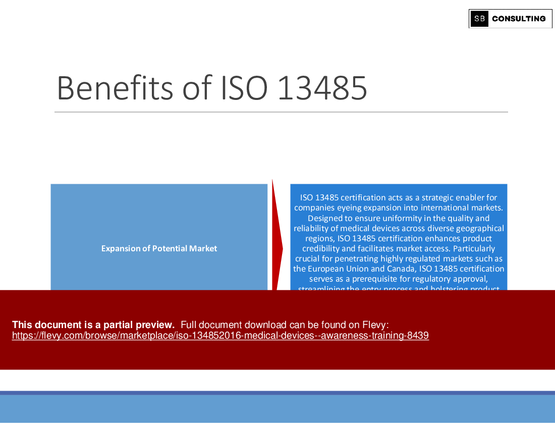 ISO 13485:2016 Medical Devices - Awareness Training (152-slide PPT PowerPoint presentation (PPTX)) Preview Image