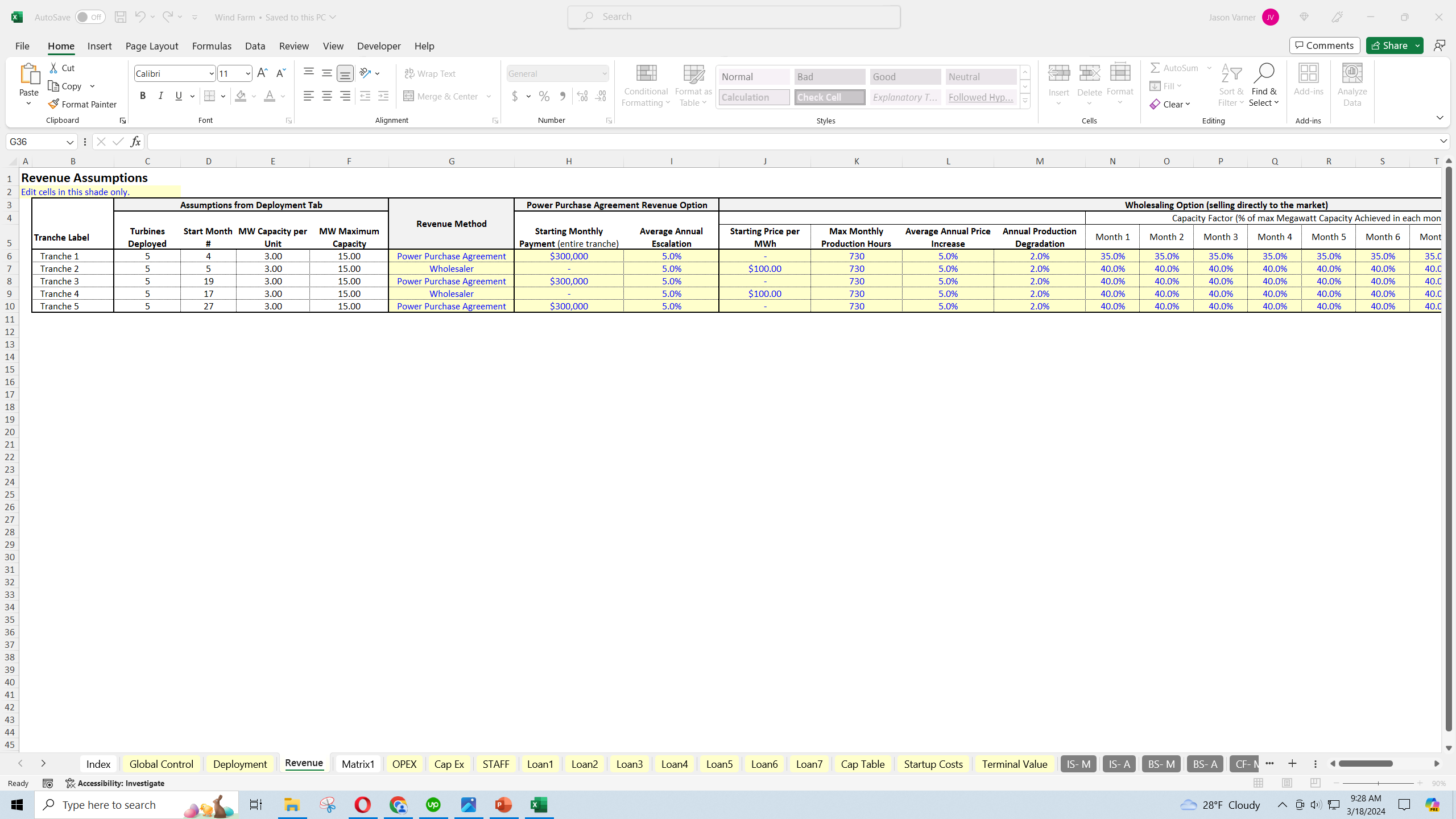 Wind Farm Financial Feasibility Study Template (Excel template (XLSX)) Preview Image