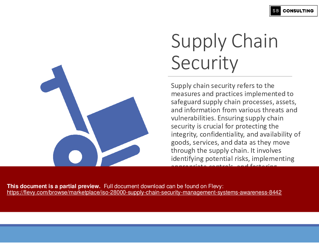ISO 28000 Supply Chain Security Management Systems Awareness (125-slide PPT PowerPoint presentation (PPTX)) Preview Image