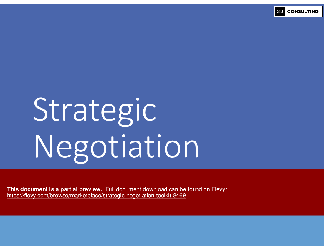 Strategic Negotiation Toolkit (119-slide PPT PowerPoint presentation (PPTX)) Preview Image