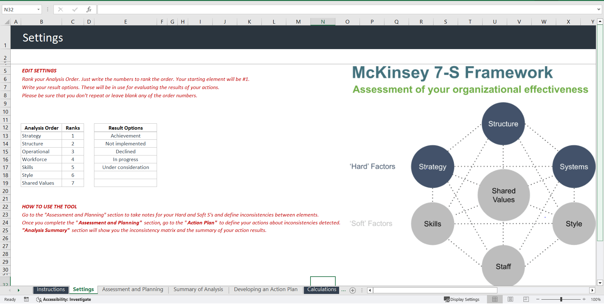 McKinsey 7S Model Excel Template (Excel template (XLSX)) Preview Image