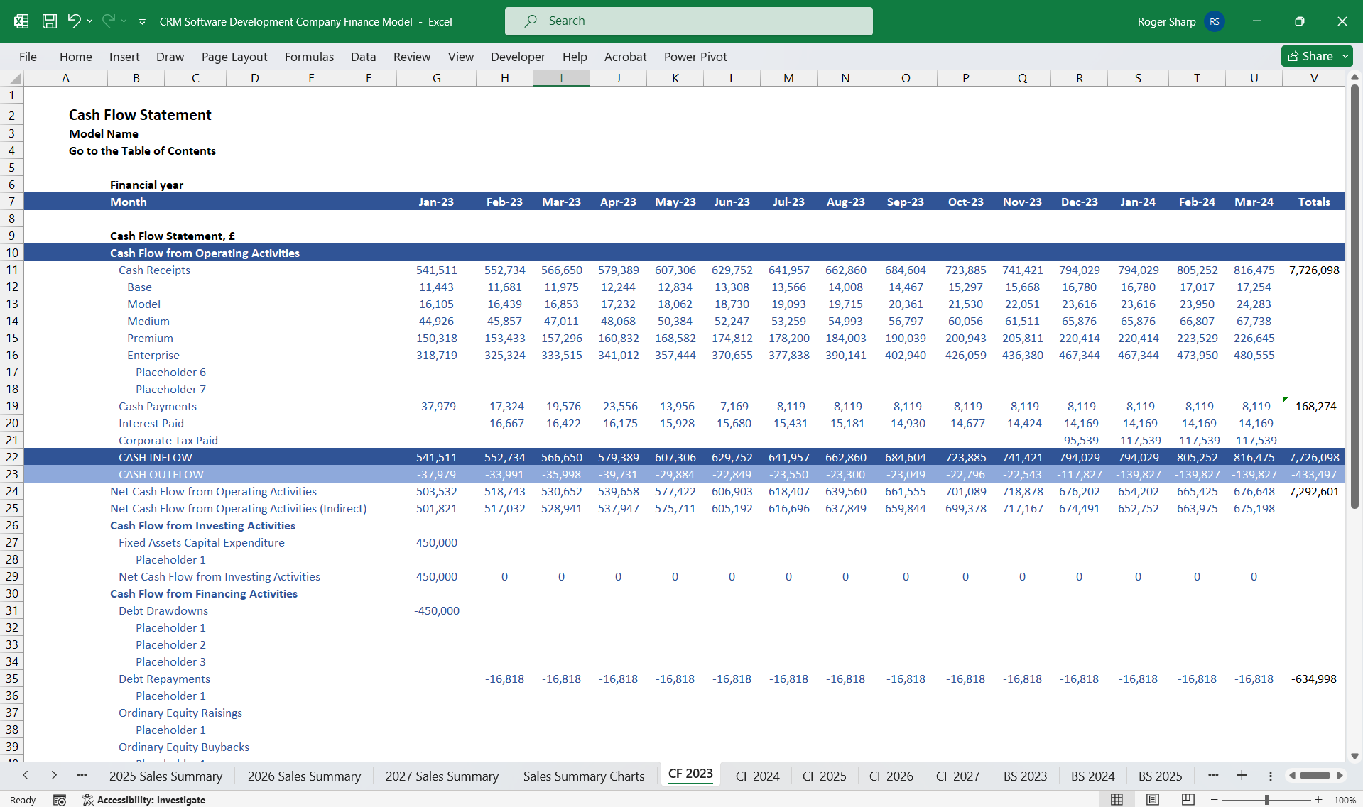 CRM Software Development Finance Model Template (Excel template (XLSX)) Preview Image