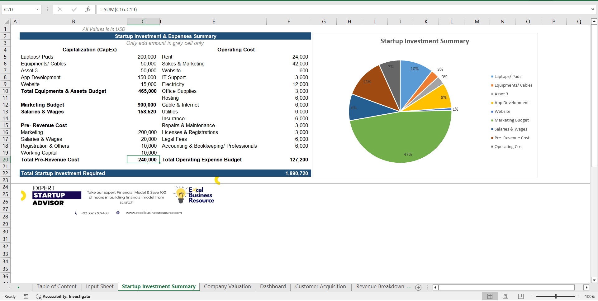 Subscription-Based B2C SaaS Financial Model Template (Excel template (XLSX)) Preview Image