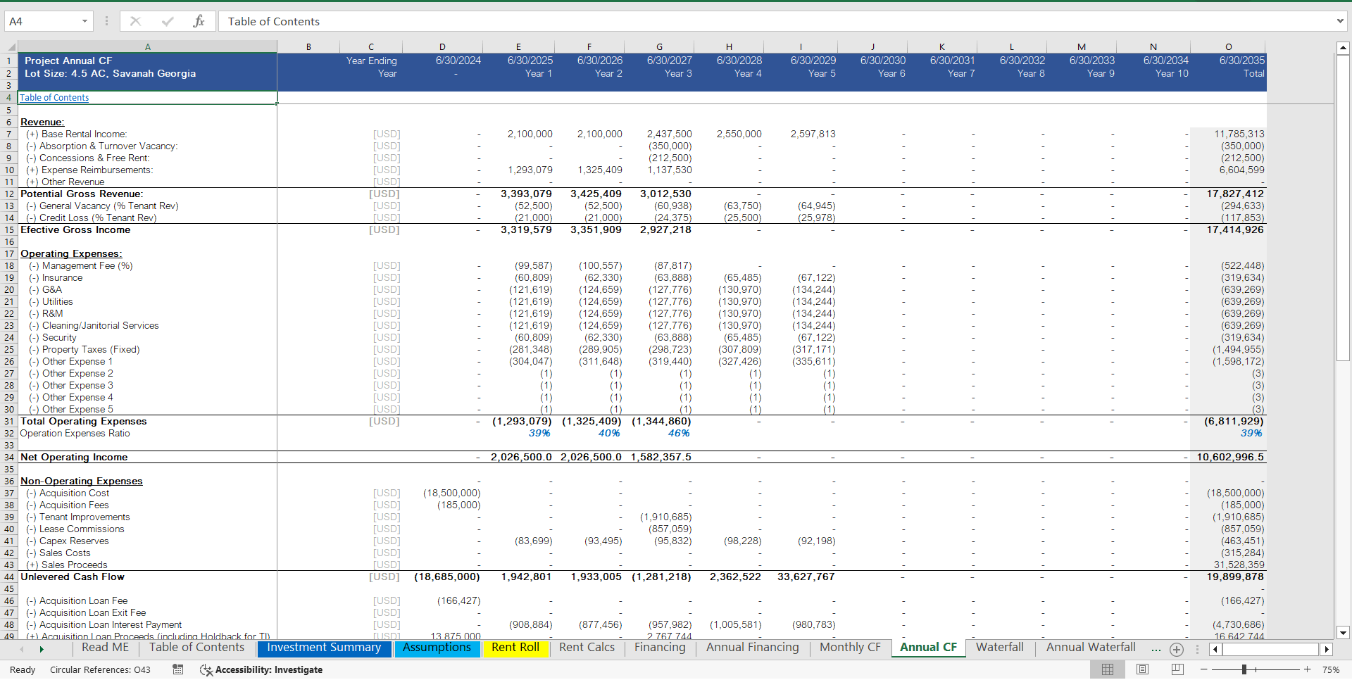 Real Estate Industrial Acquisition Model Single Tenant (Excel template (XLSX)) Preview Image