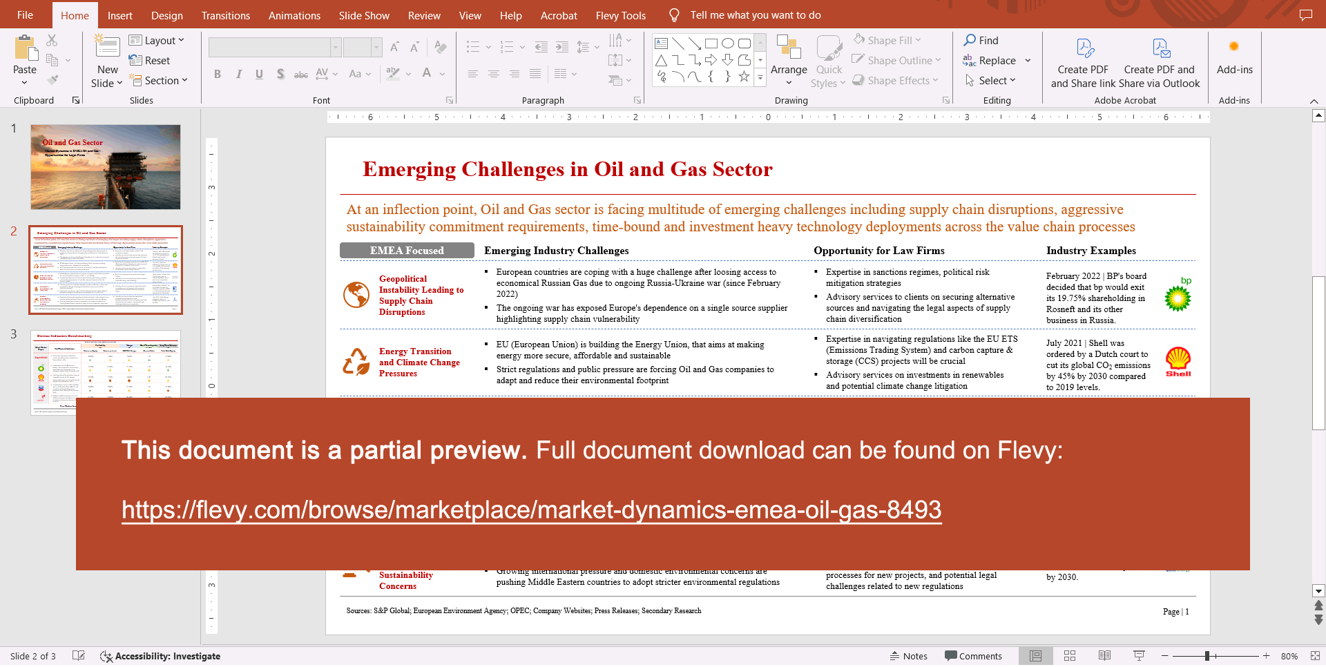 Market Dynamics in EMEA Oil & Gas (3-slide PPT PowerPoint presentation (PPTX)) Preview Image
