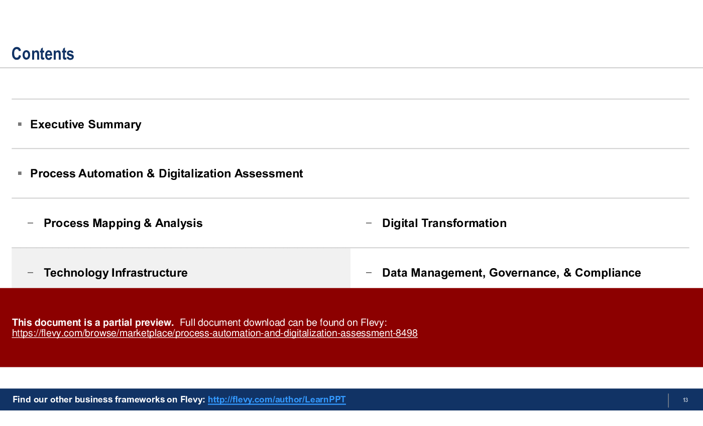 Process Automation & Digitalization Assessment (41-slide PPT PowerPoint presentation (PPTX)) Preview Image