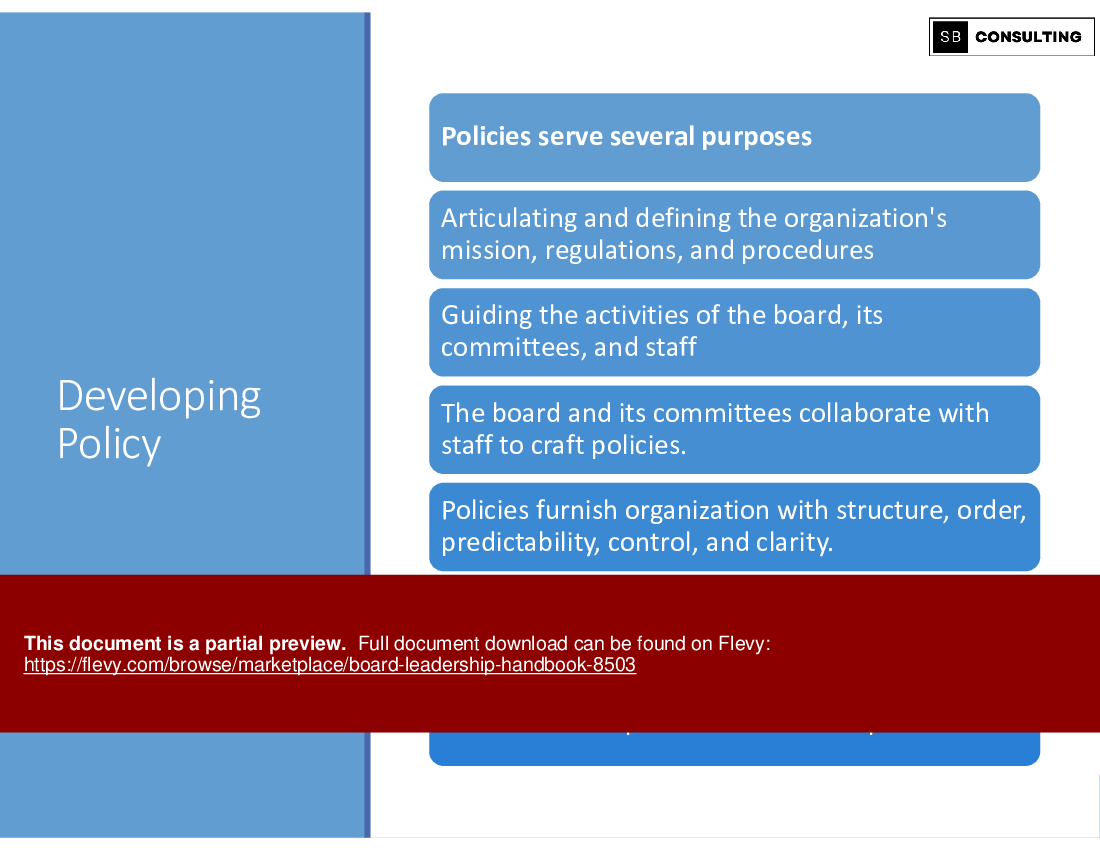 Board Leadership Handbook (124-slide PPT PowerPoint presentation (PPTX)) Preview Image