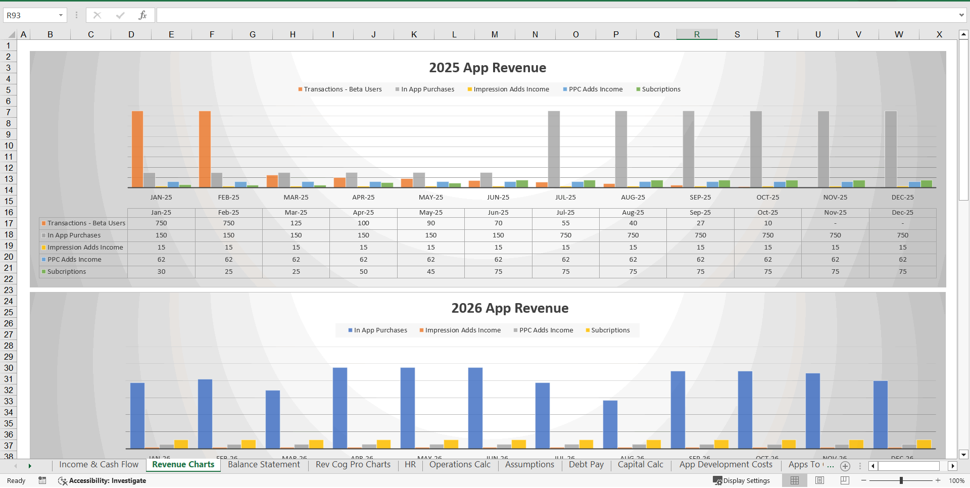 Fintech Mobile App Financial Model (Excel template (XLSX)) Preview Image