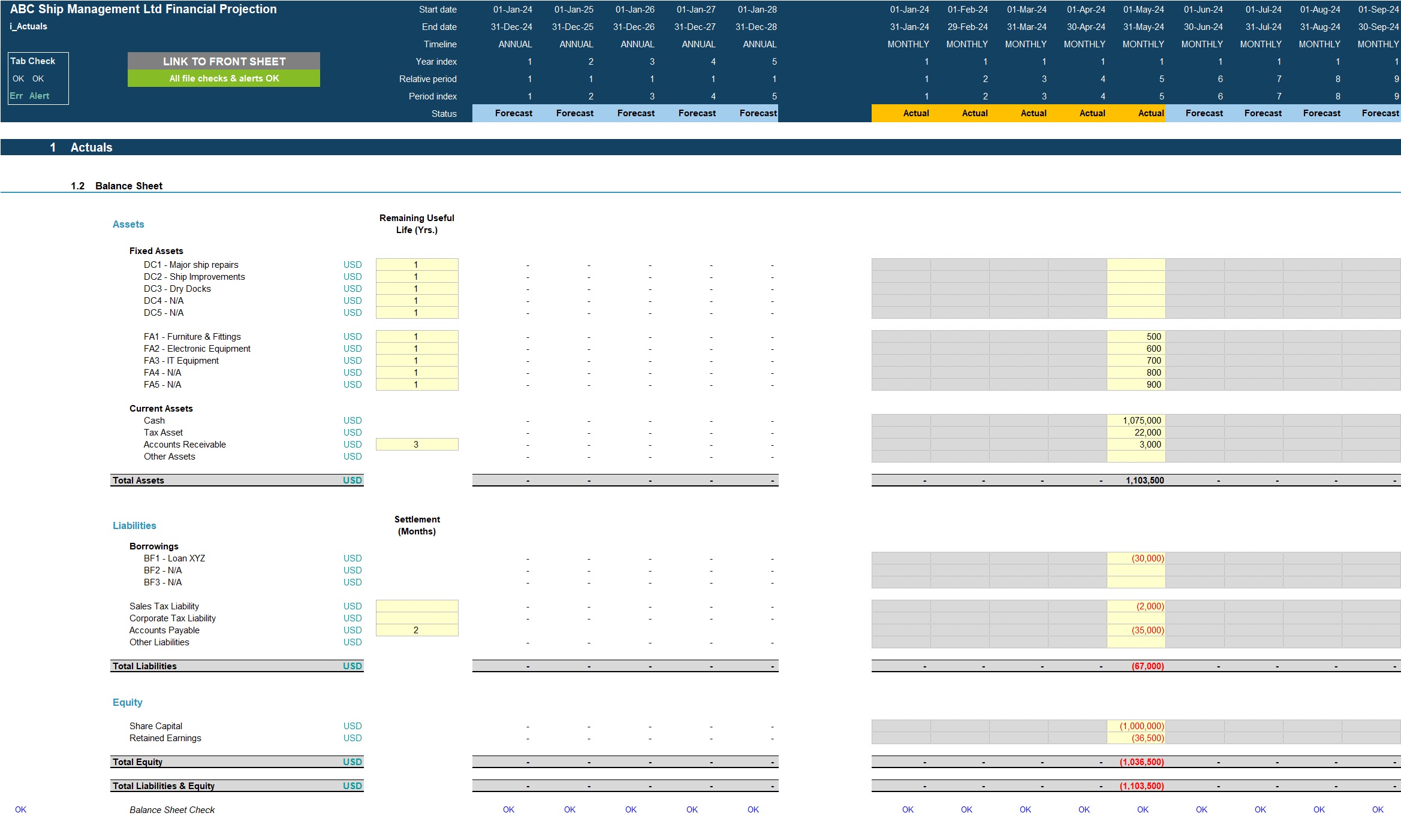 Ship Management Business 5-Year Financial Projection Model (Excel template (XLSX)) Preview Image