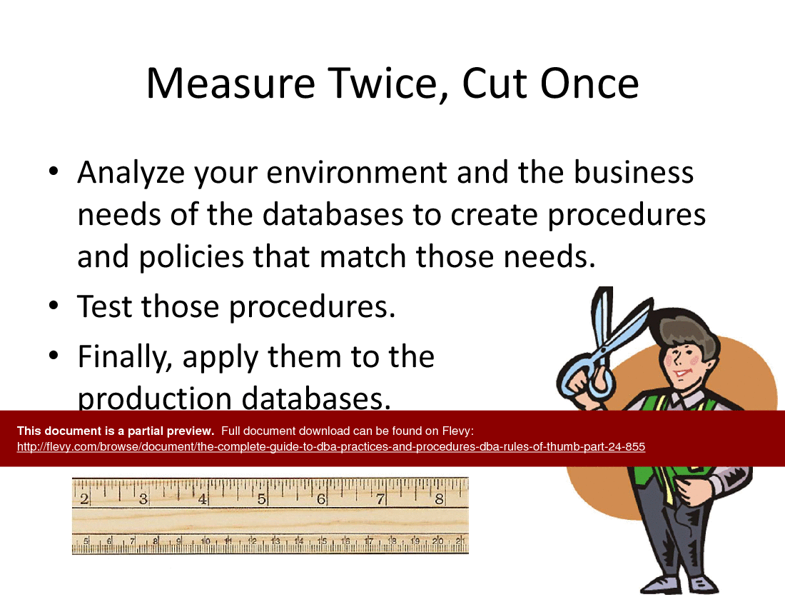 The Complete Guide to DBA Practices and Procedures - DBA Rules of Thumb - Part 24 (16-slide PPT PowerPoint presentation (PPTX)) Preview Image