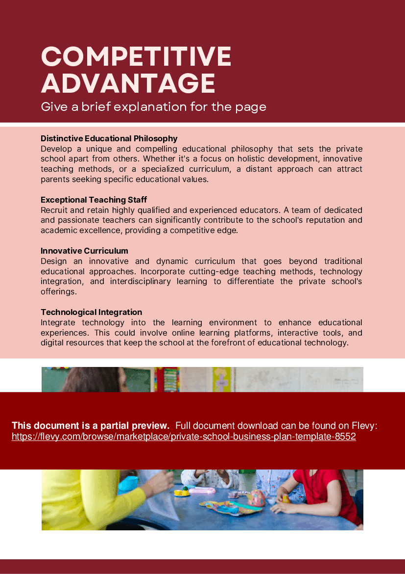 PDF Private School Business Plan Template 42 page PDF Document Flevy