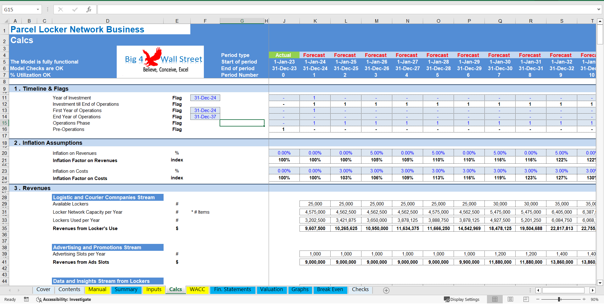 Parcel Locker Network Business Financial Model (DCF & Valuation) (Excel template (XLSX)) Preview Image