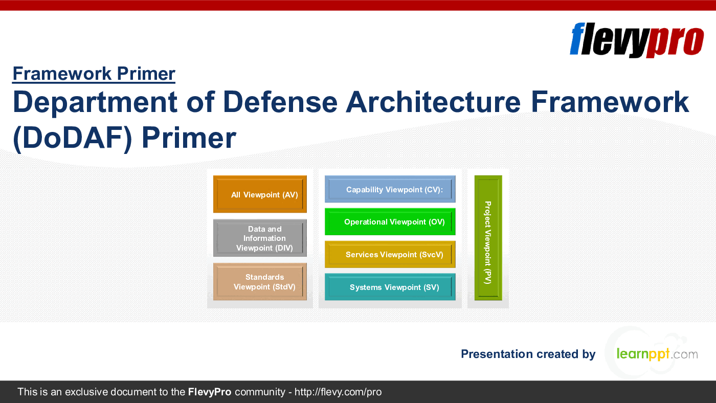 Department of Defense Architecture Framework (DoDAF) Primer (35-slide PPT PowerPoint presentation (PPTX)) Preview Image