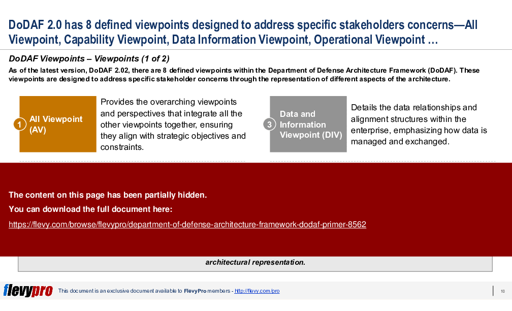 Department of Defense Architecture Framework (DoDAF) Primer (35-slide PPT PowerPoint presentation (PPTX)) Preview Image