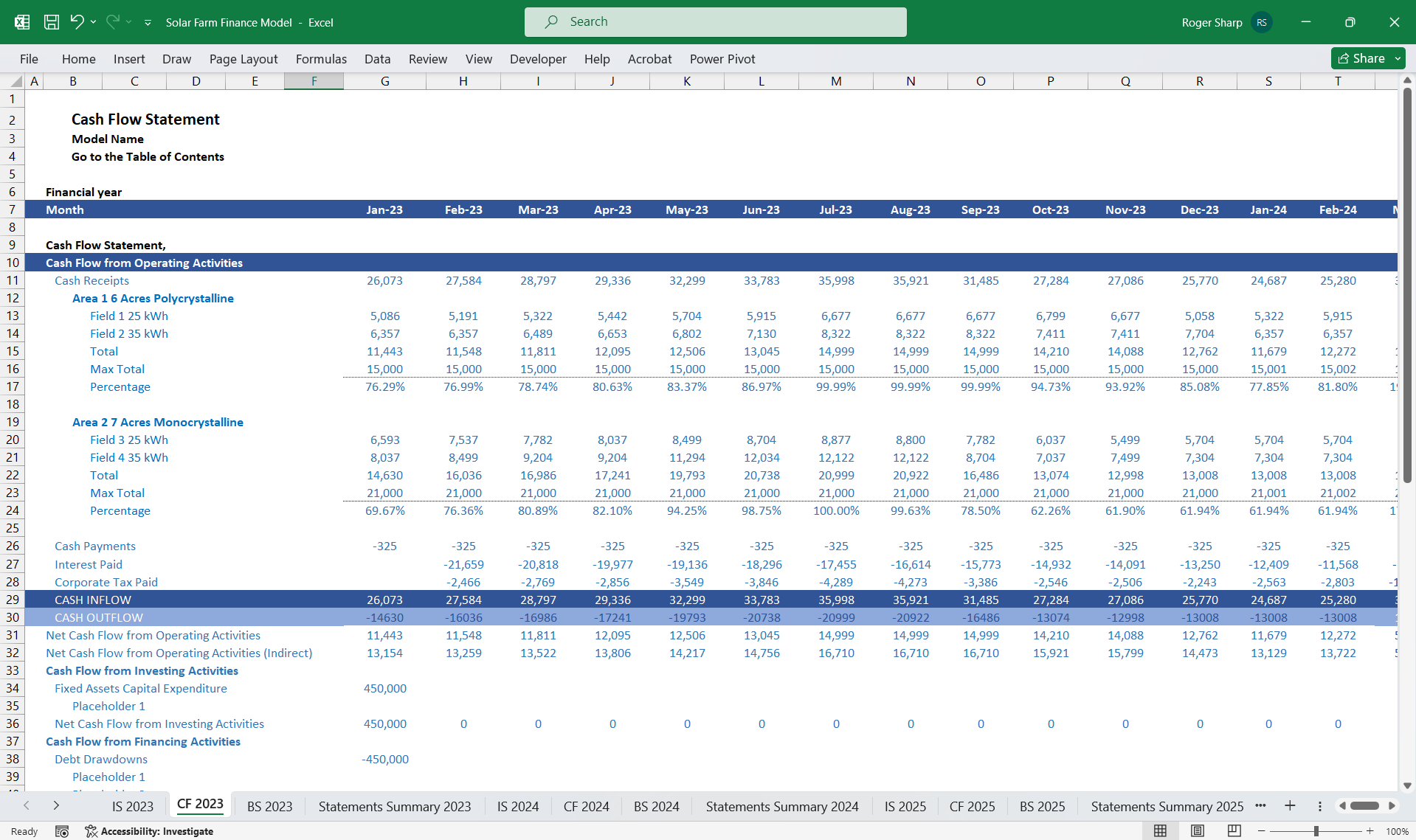 Solar Farm Finance Model (Excel template (XLSX)) Preview Image