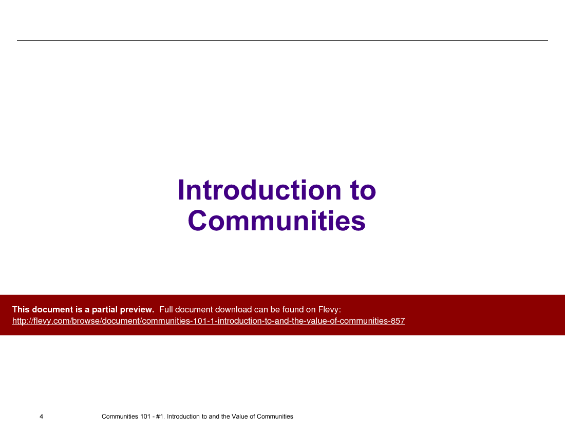 Communities 101 - 1-Introduction to and the Value of Communities (21-slide PPT PowerPoint presentation (PPTX)) Preview Image