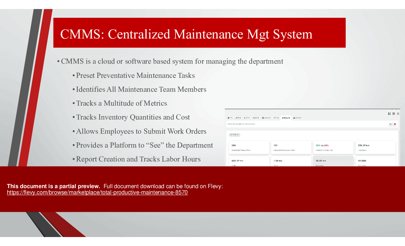 Total Productive Maintenance (18-slide PPT PowerPoint presentation (PPTX)) Preview Image