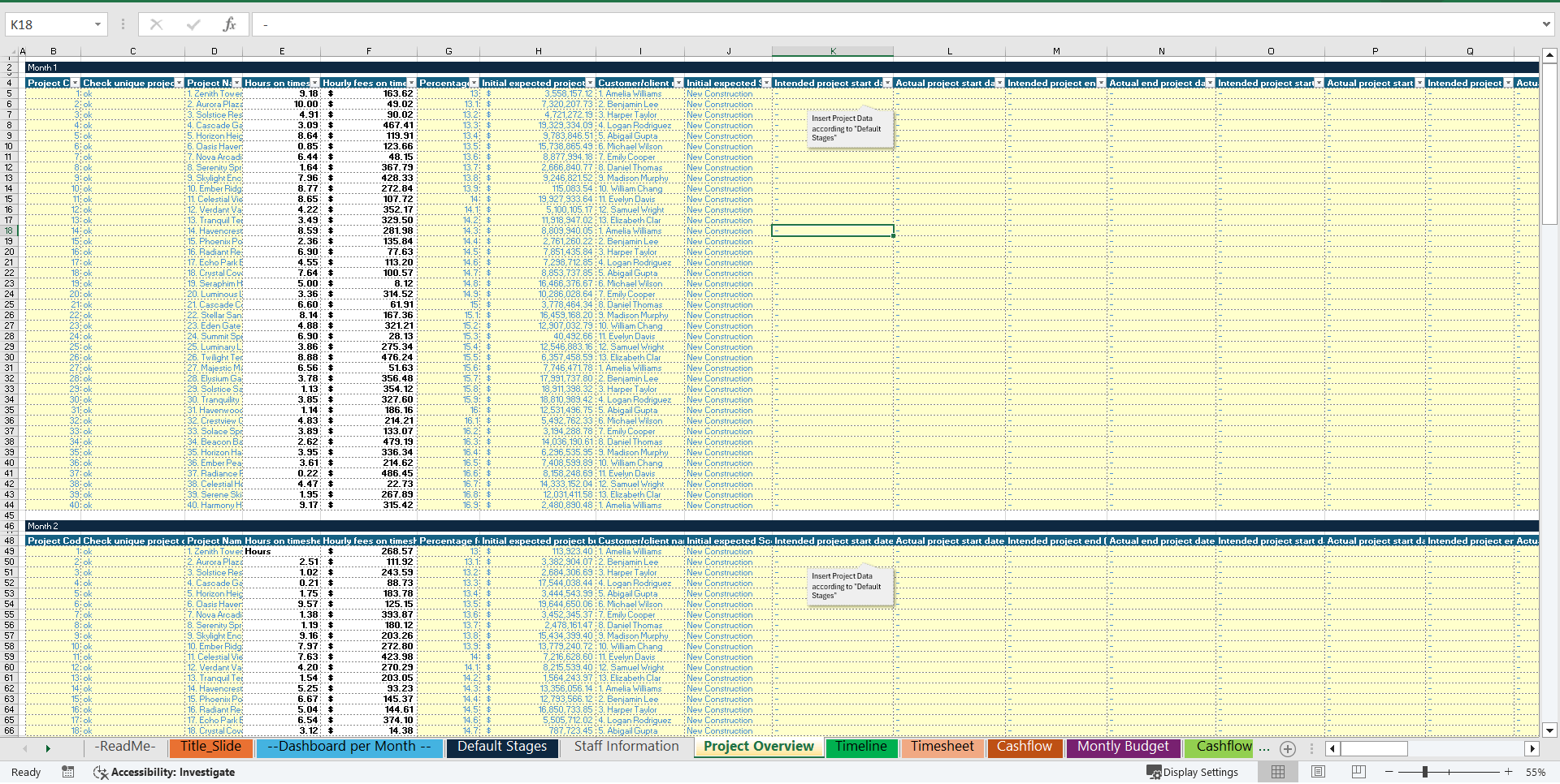 Architecture Firm Management Dashboard (Excel template (XLSX)) Preview Image