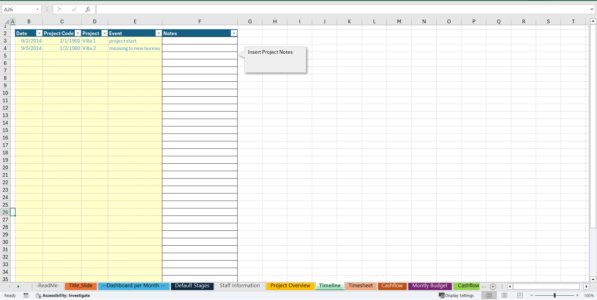 Architecture Firm Management Dashboard (Excel template (XLSX)) Preview Image