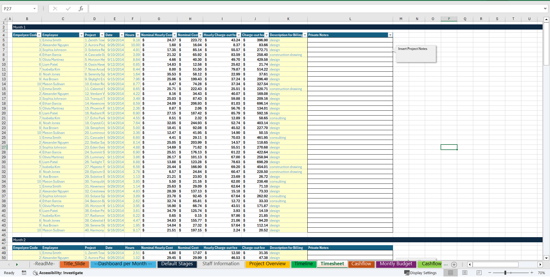 Architecture Firm Management Dashboard (Excel template (XLSX)) Preview Image