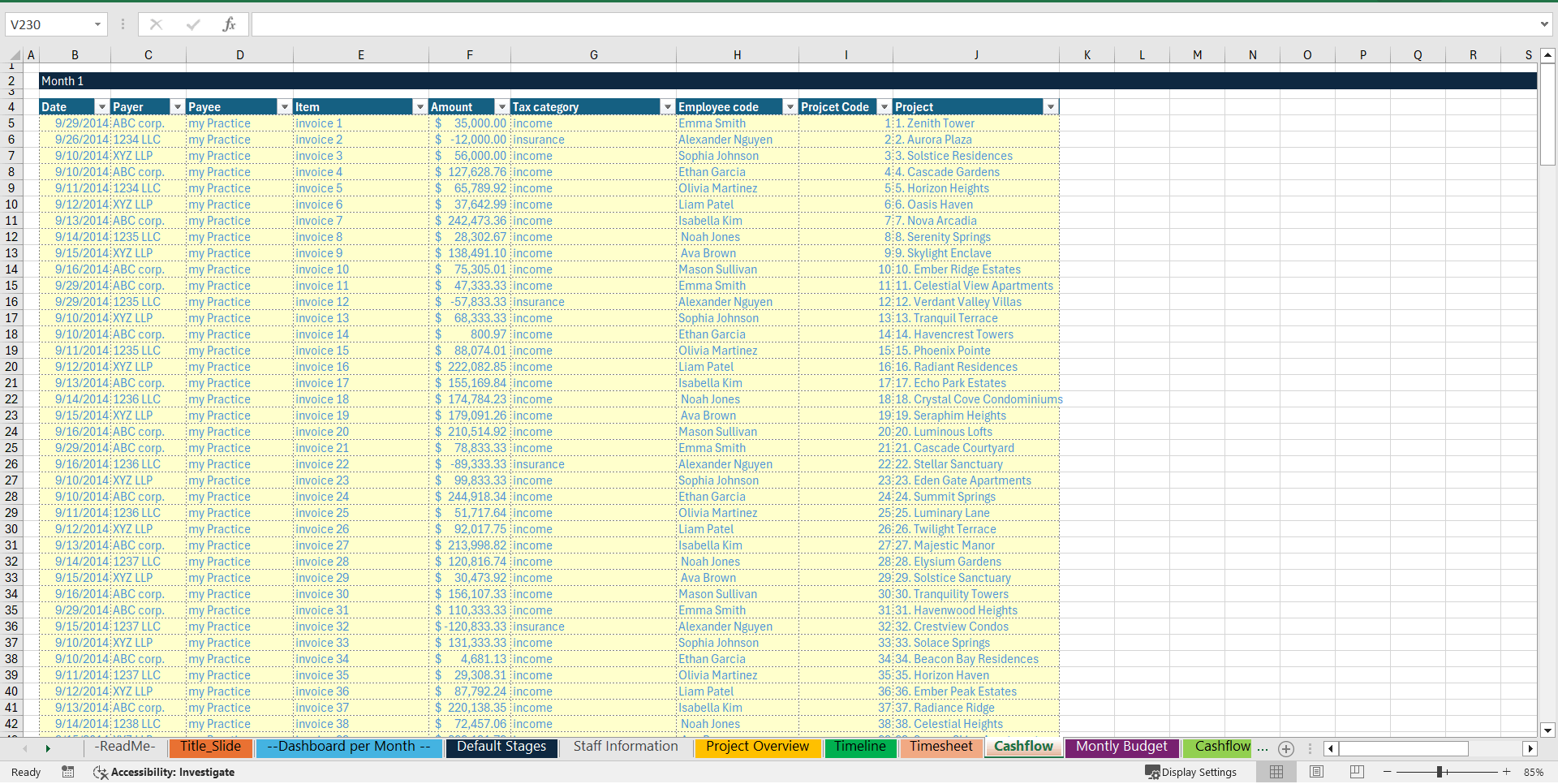 Architecture Firm Management Dashboard (Excel template (XLSX)) Preview Image