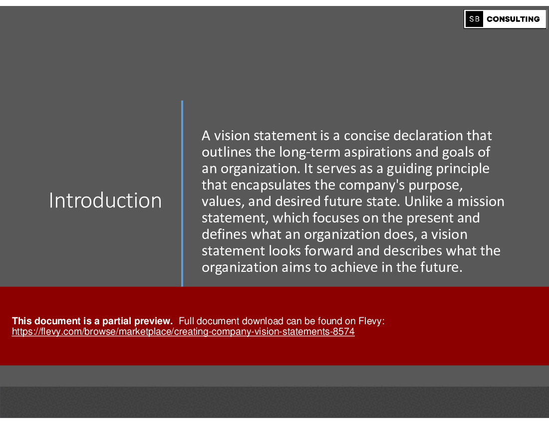 Creating Company Vision Statements (150-slide PPT PowerPoint presentation (PPTX)) Preview Image