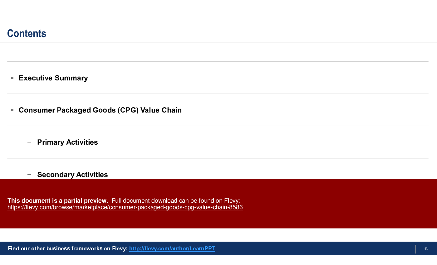 Consumer Packaged Goods (CPG) Value Chain (22-slide PPT PowerPoint presentation (PPTX)) Preview Image