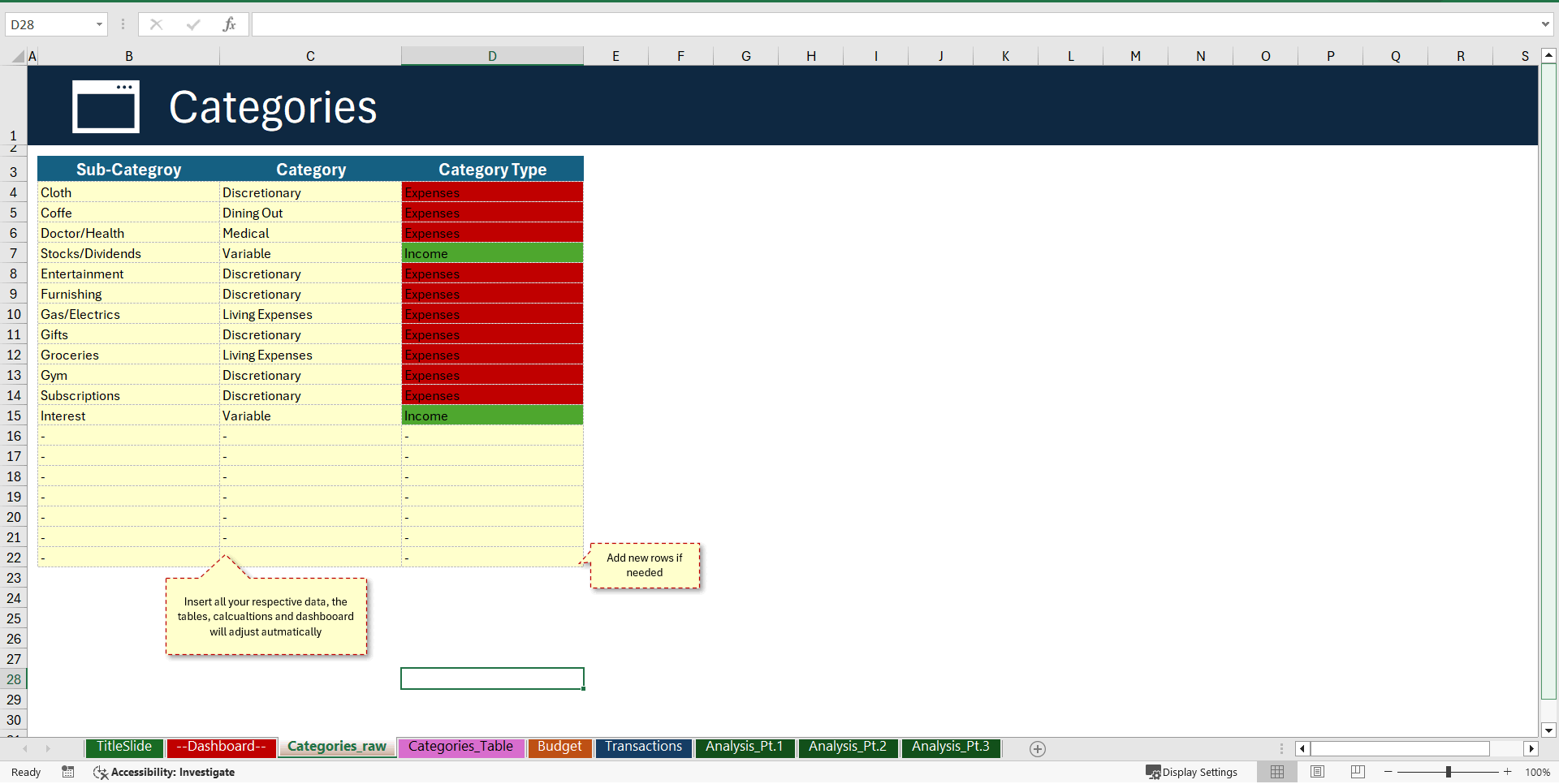 Personal Finance and Budget Excel Dashboard (Excel template (XLSX)) Preview Image