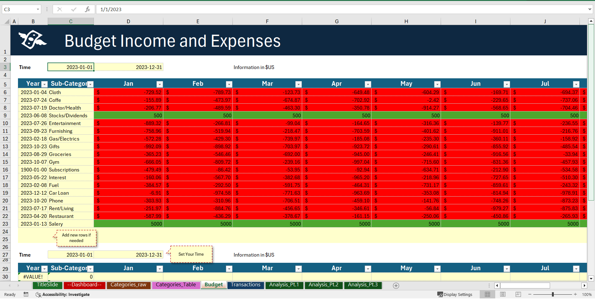 Personal Finance and Budget Excel Dashboard (Excel template (XLSX)) Preview Image