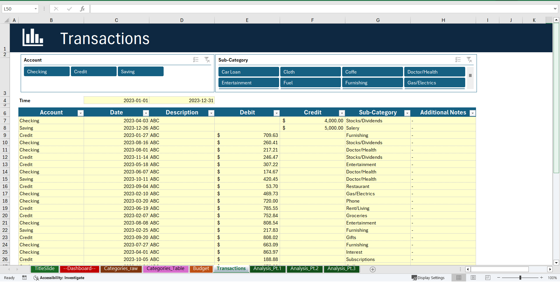 Personal Finance and Budget Excel Dashboard (Excel template (XLSX)) Preview Image