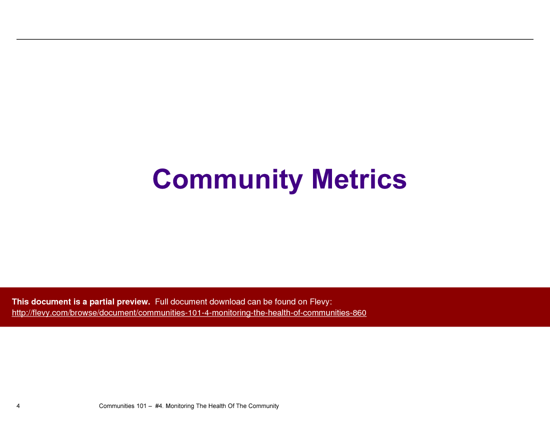 Communities 101 - 4-Monitoring the Health of Communities (18-slide PPT PowerPoint presentation (PPTX)) Preview Image