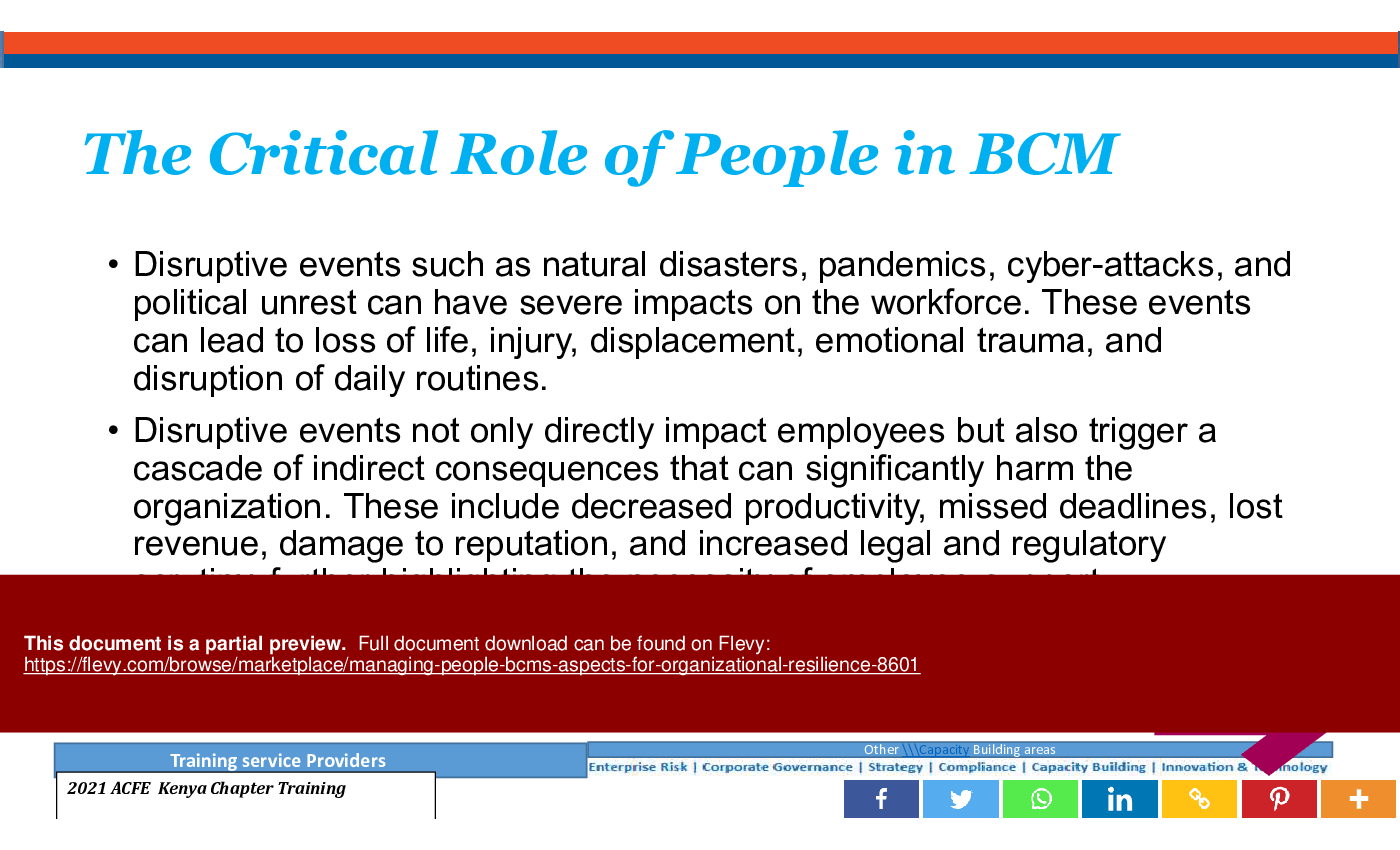 Managing People BCMs Aspects  for Organizational Resilience (27-slide PPT PowerPoint presentation (PPTX)) Preview Image