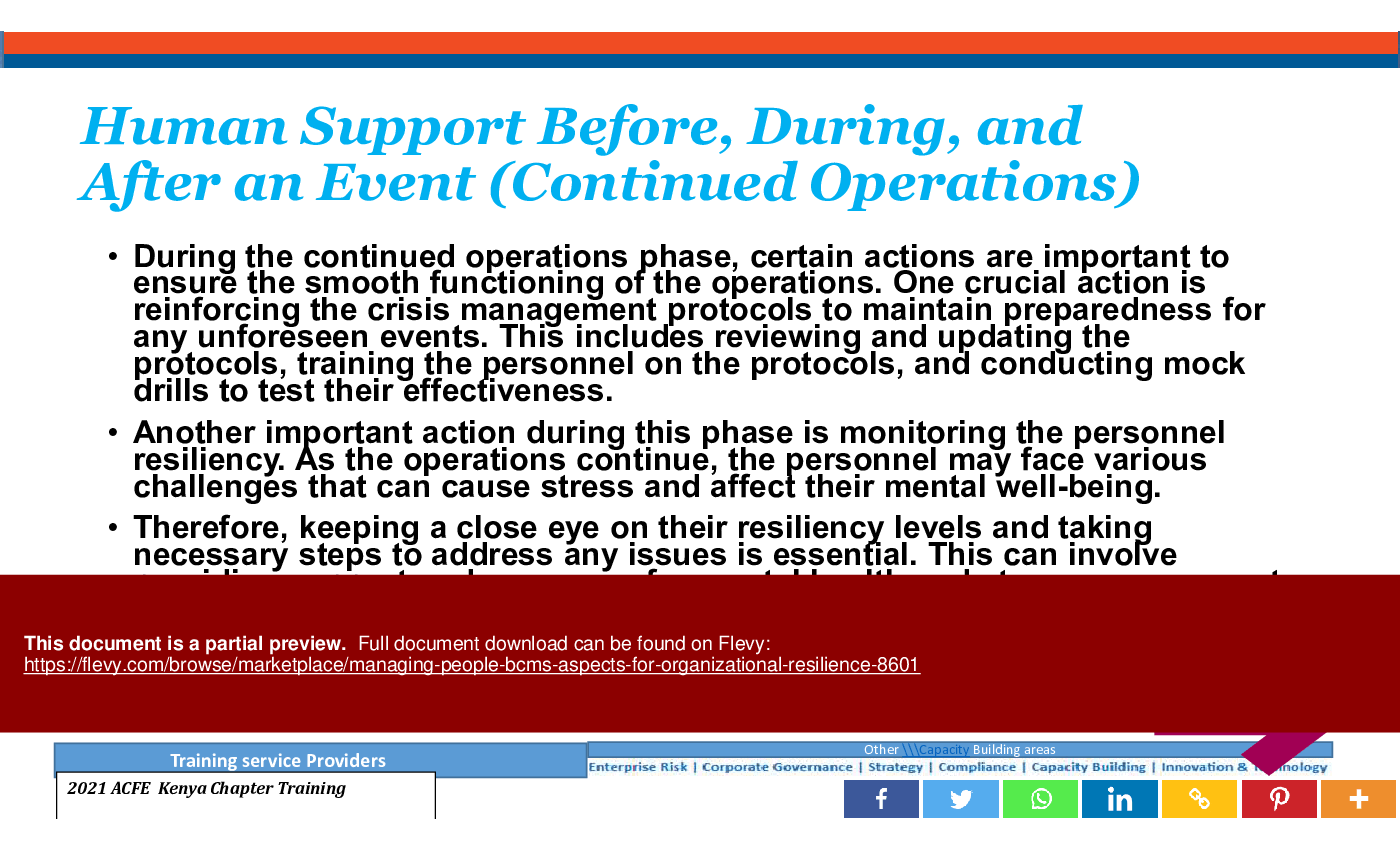 Managing People BCMs Aspects  for Organizational Resilience (27-slide PPT PowerPoint presentation (PPTX)) Preview Image