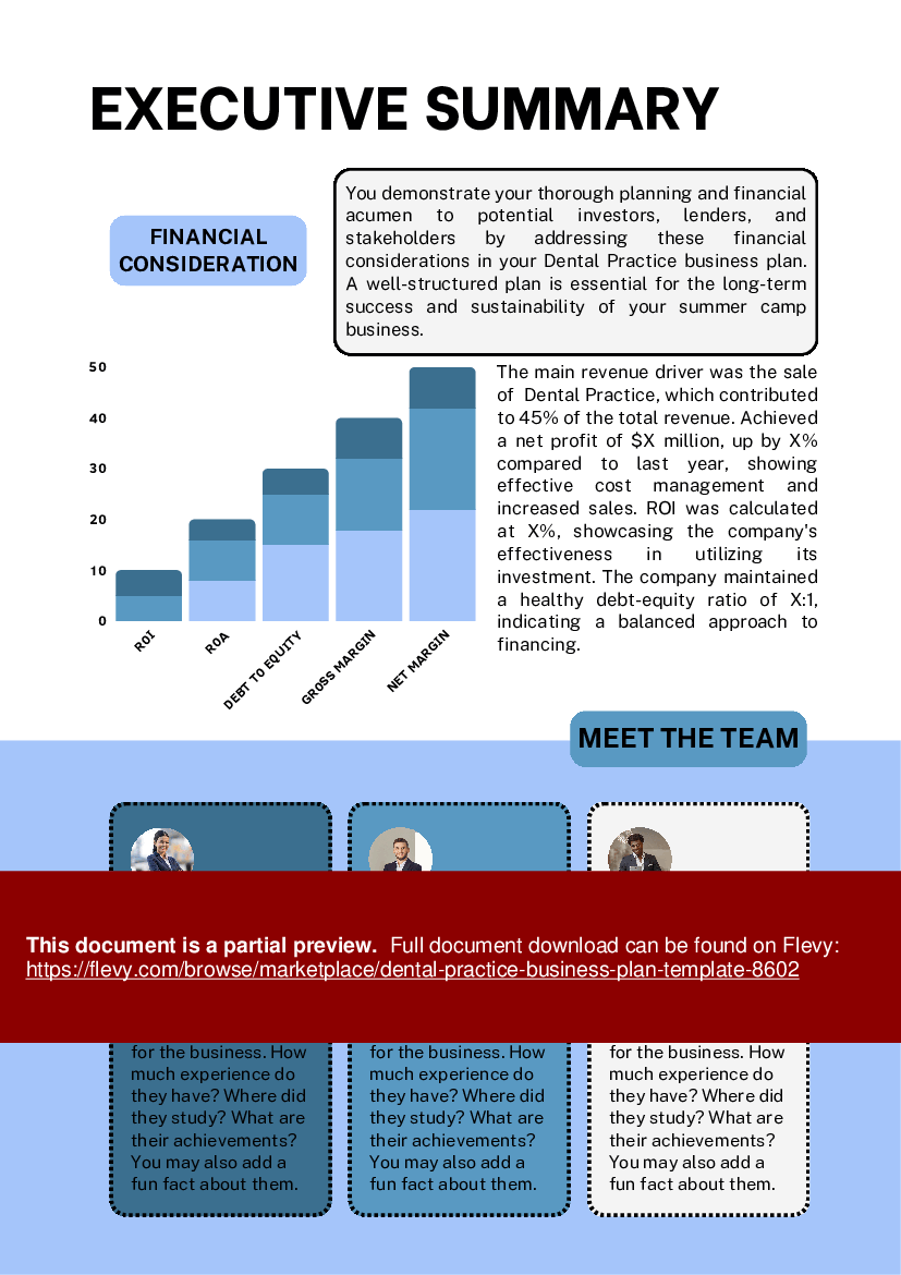 Dental Practice Business Plan Template (42-page PDF document) Preview Image