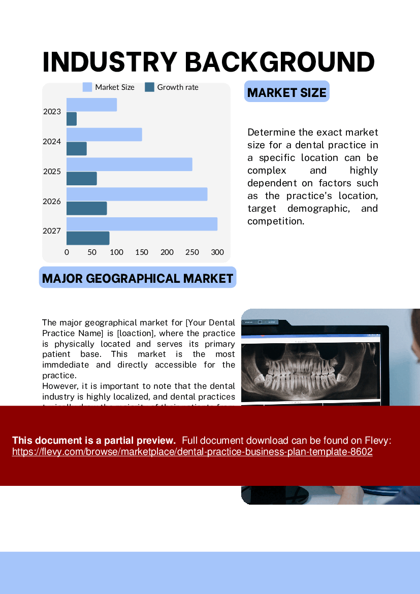 Dental Practice Business Plan Template (42-page PDF document) Preview Image