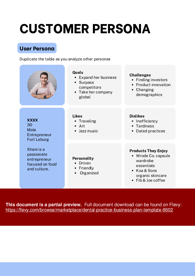 Dental Practice Business Plan Template (42-page PDF document) Preview Image