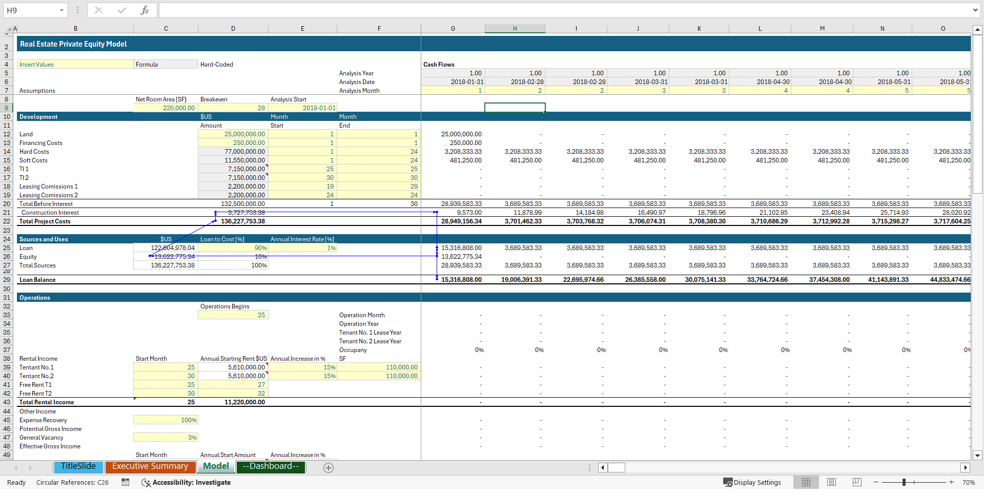 Real Estate Private Equity Financial Model (Excel template (XLSX)) Preview Image