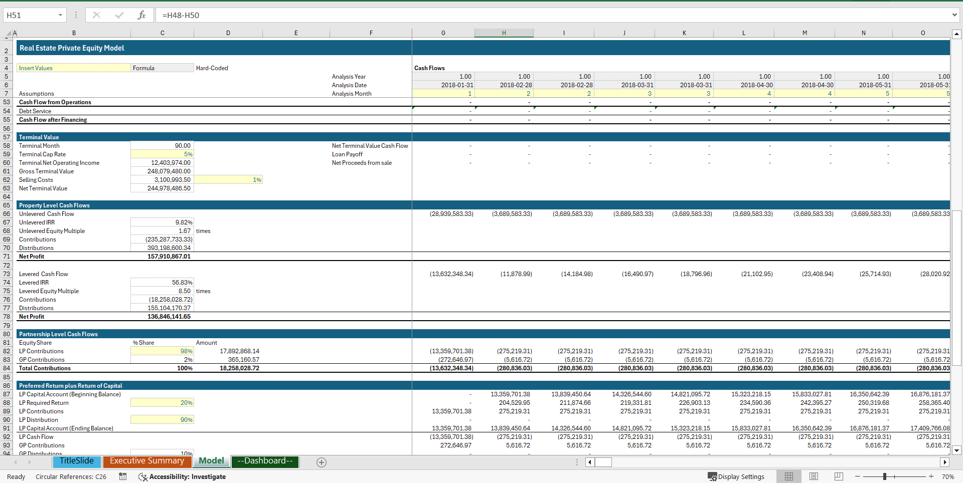 Real Estate Private Equity Financial Model (Excel template (XLSX)) Preview Image