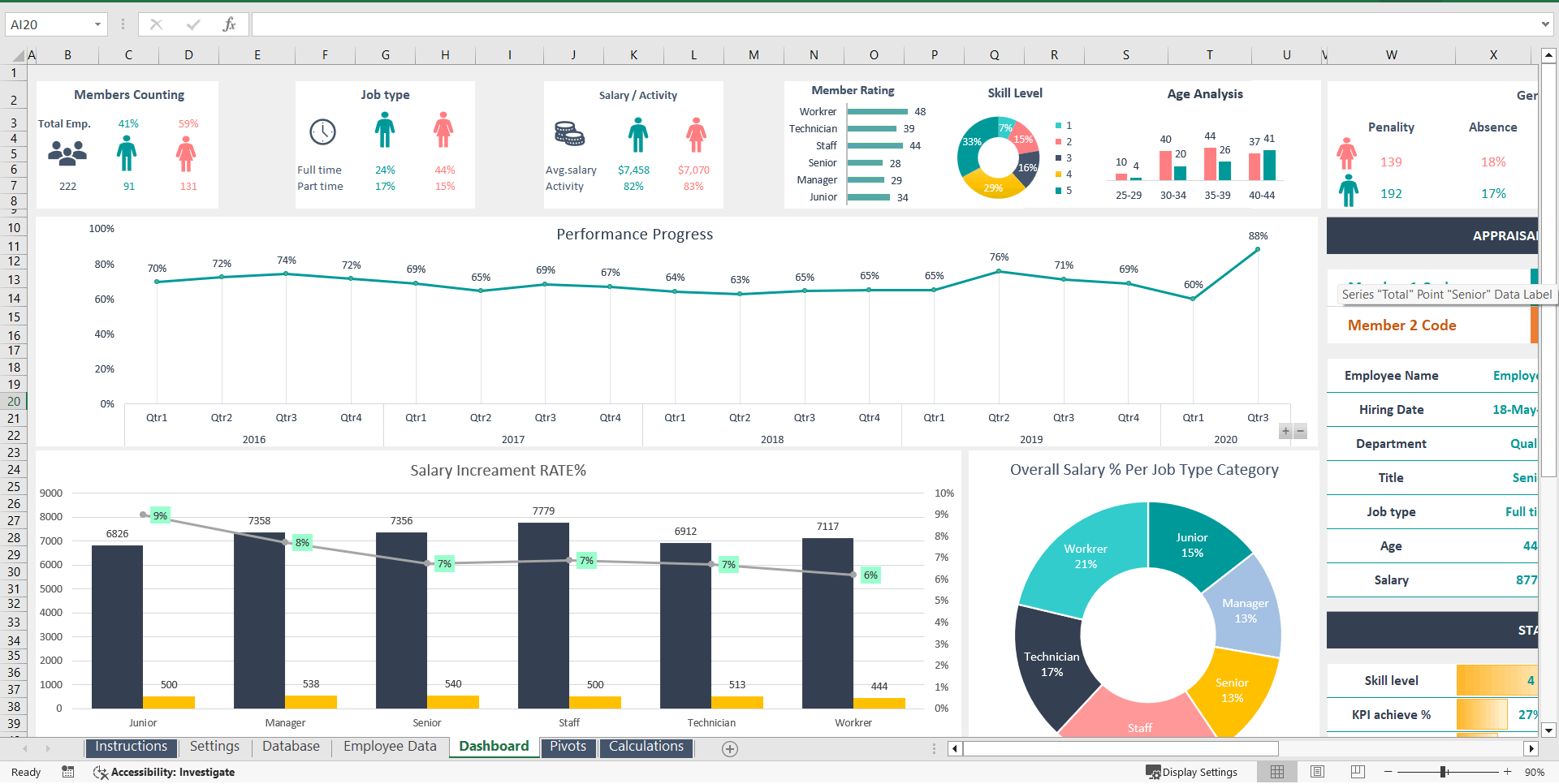 Employee Appraisal Working Excel Template