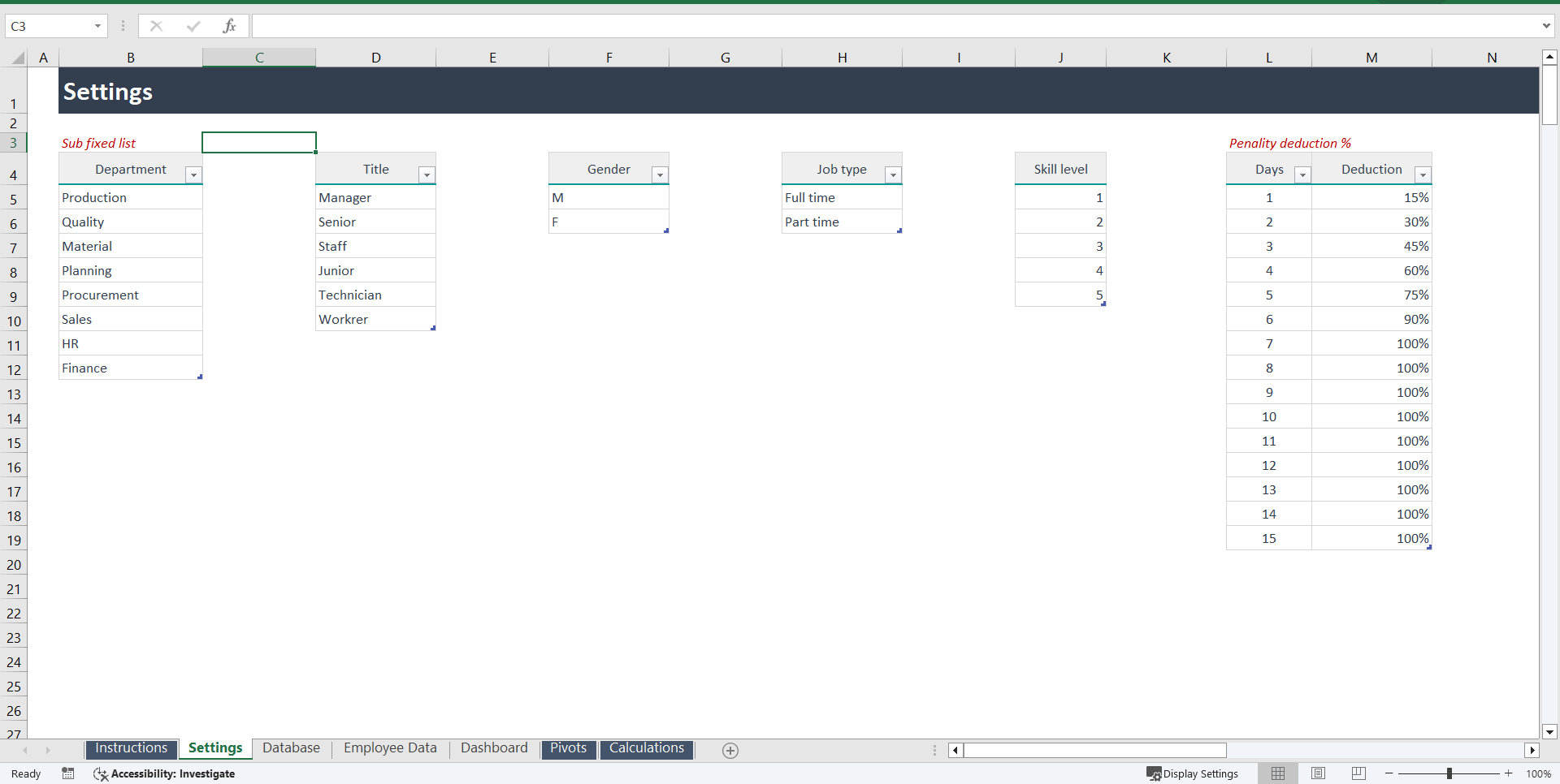 Employee Appraisal Working Excel Template (Excel template (XLSX)) Preview Image