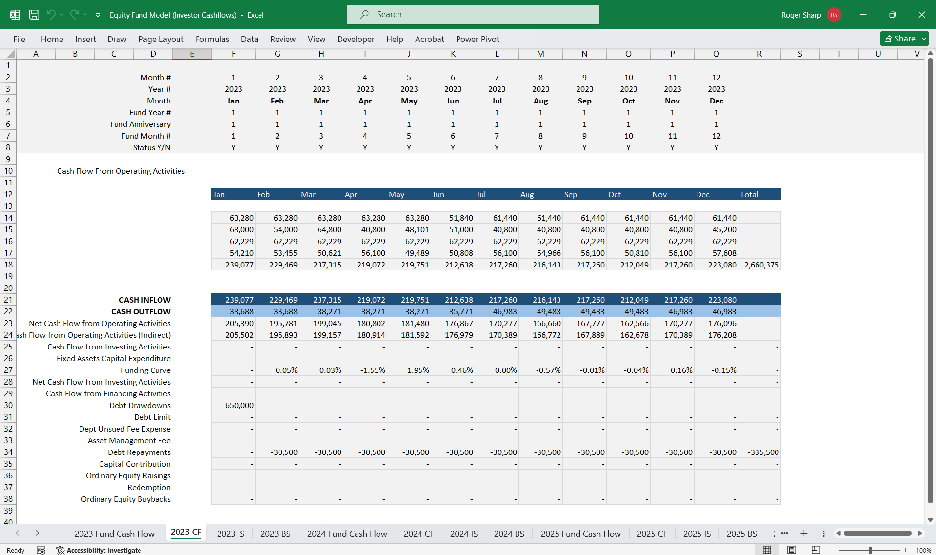 Equity Fund Model (Investor Cashflows) (Excel template (XLSX)) Preview Image