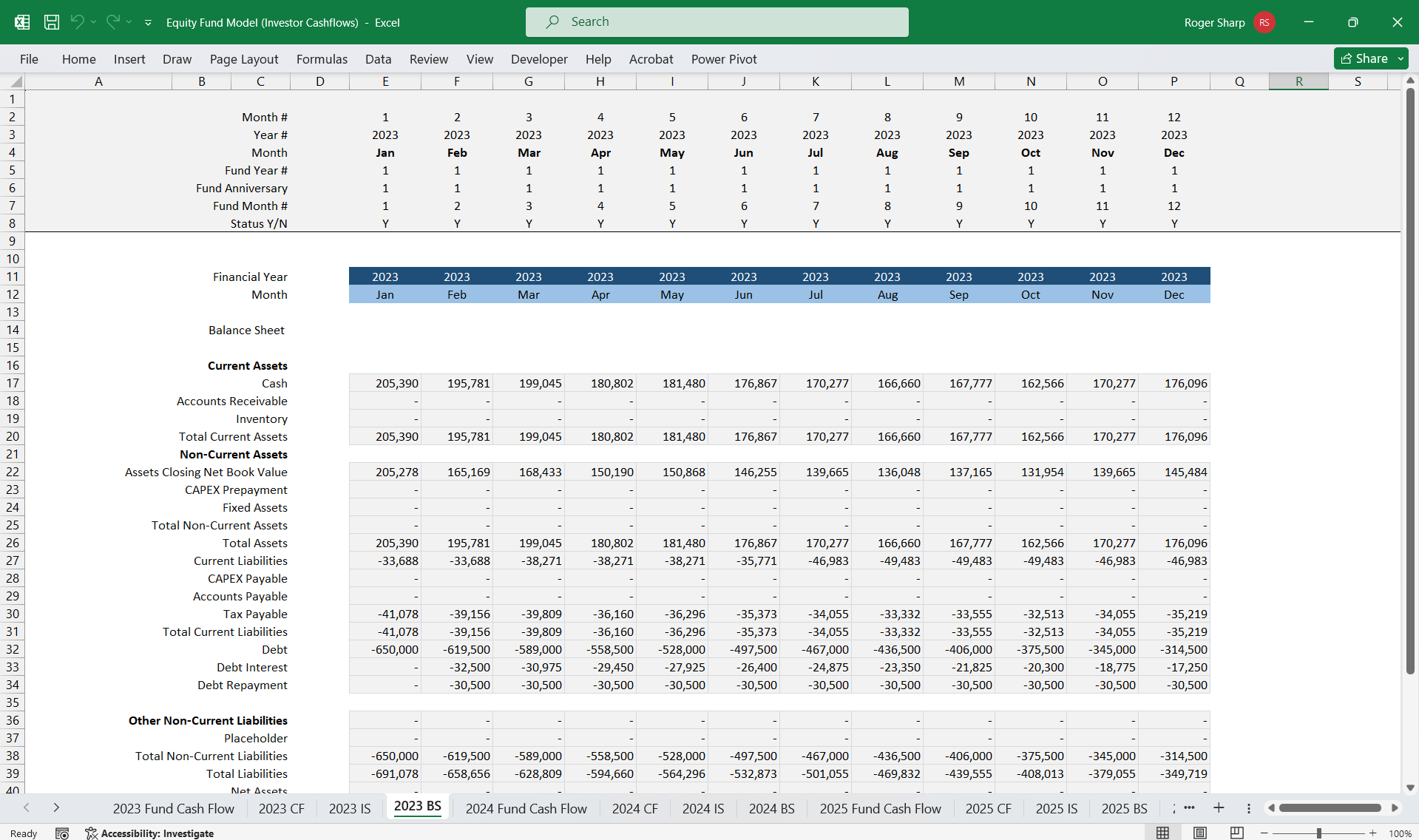 Equity Fund Model (Investor Cashflows) (Excel template (XLSX)) Preview Image