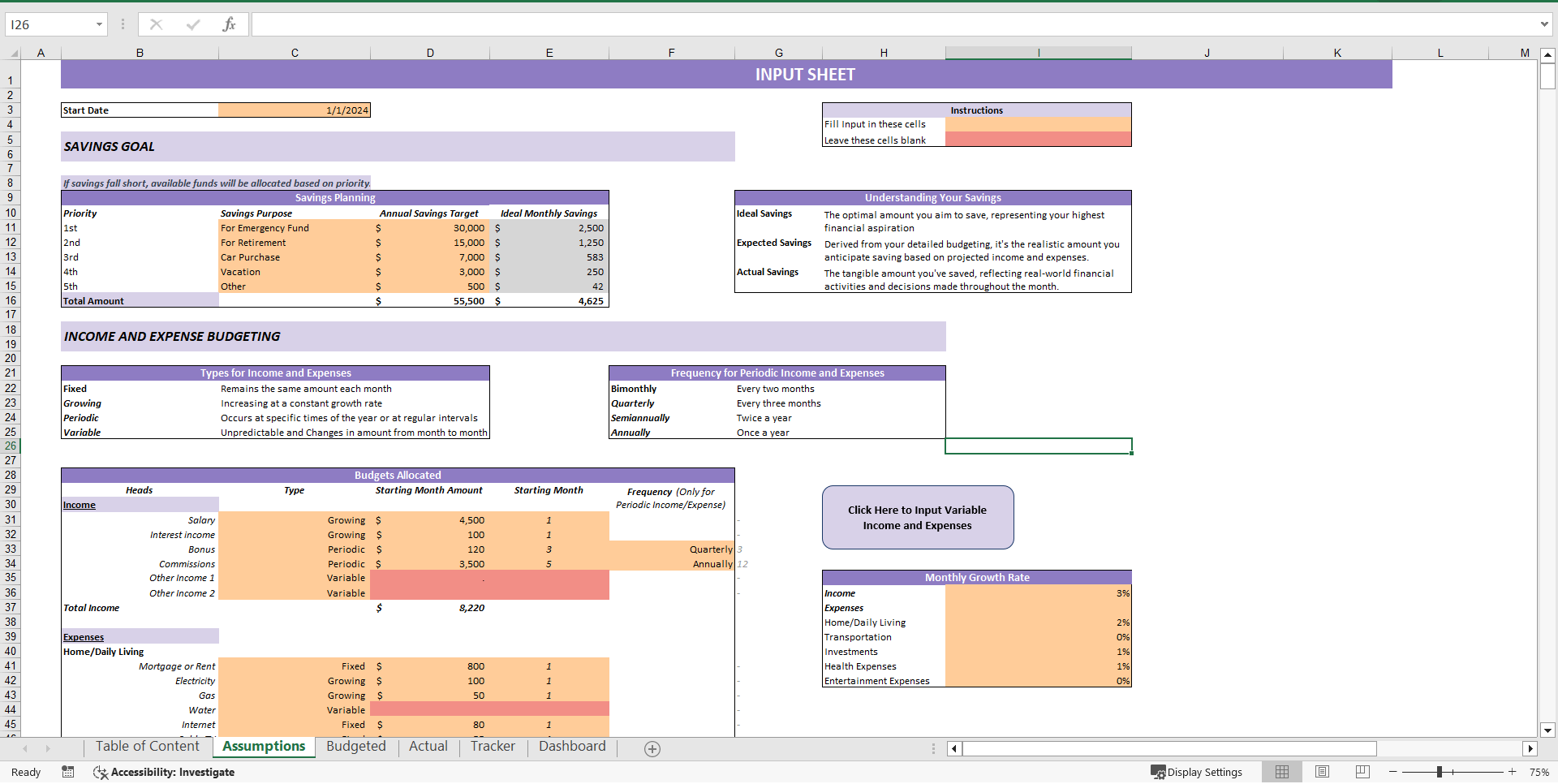 Savings Goal Tracker (Excel template (XLSX)) Preview Image