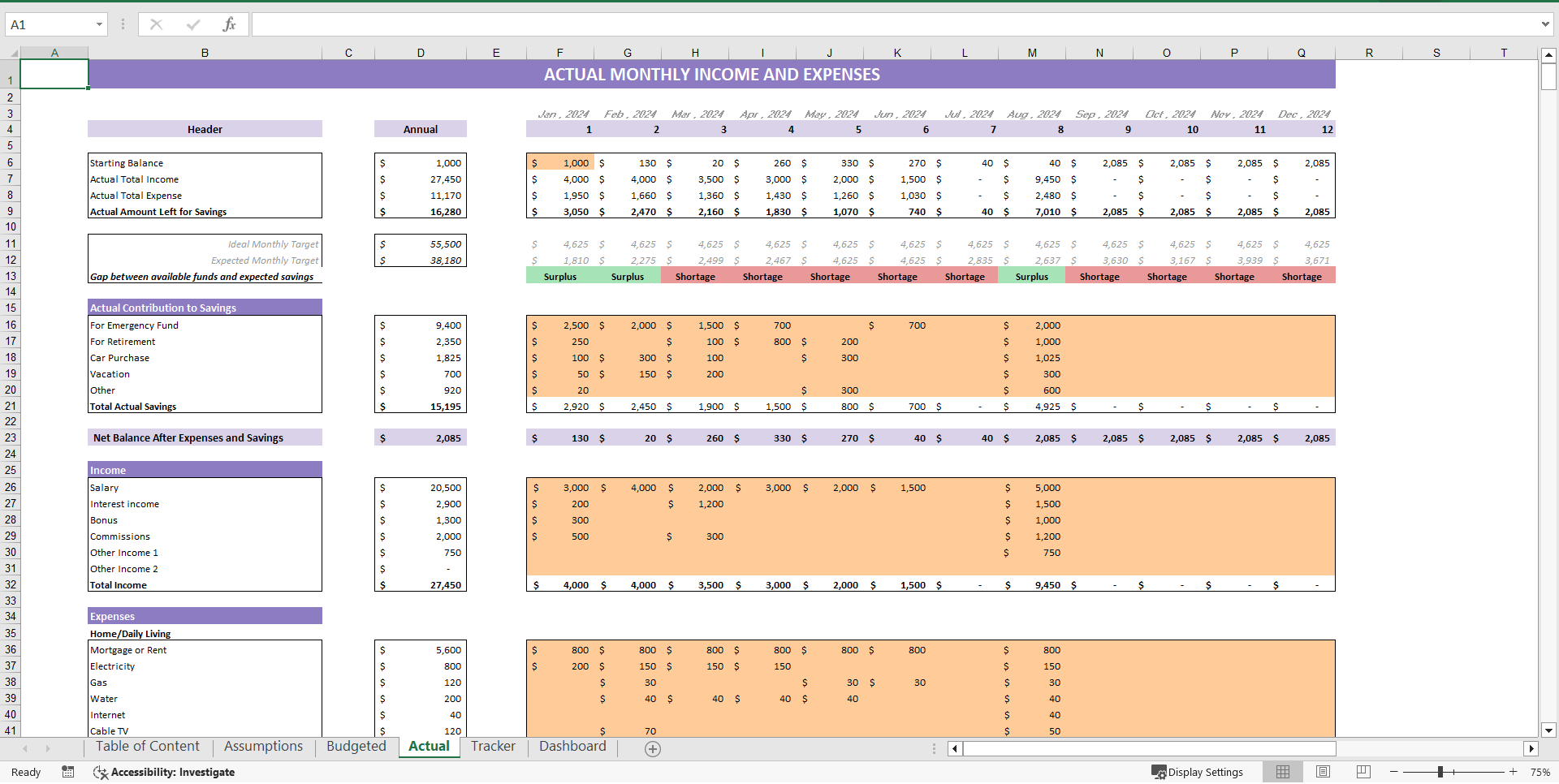 Savings Goal Tracker (Excel template (XLSX)) Preview Image