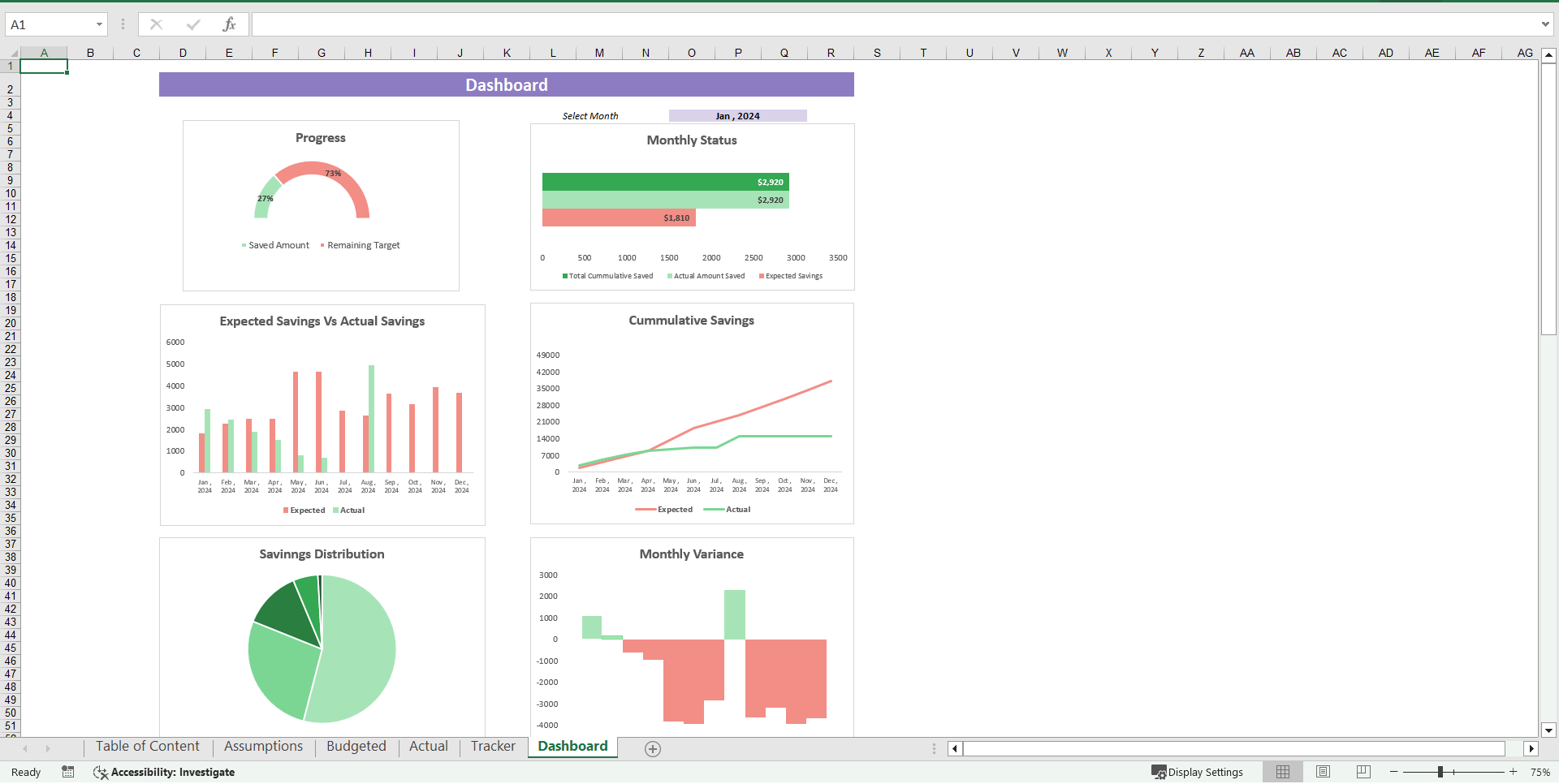 Savings Goal Tracker (Excel template (XLSX)) Preview Image