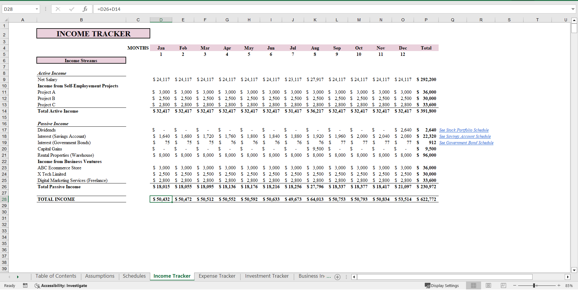 Cash Flow Quadrant Tracker Excel Financial Tool (Excel template (XLSX)) Preview Image