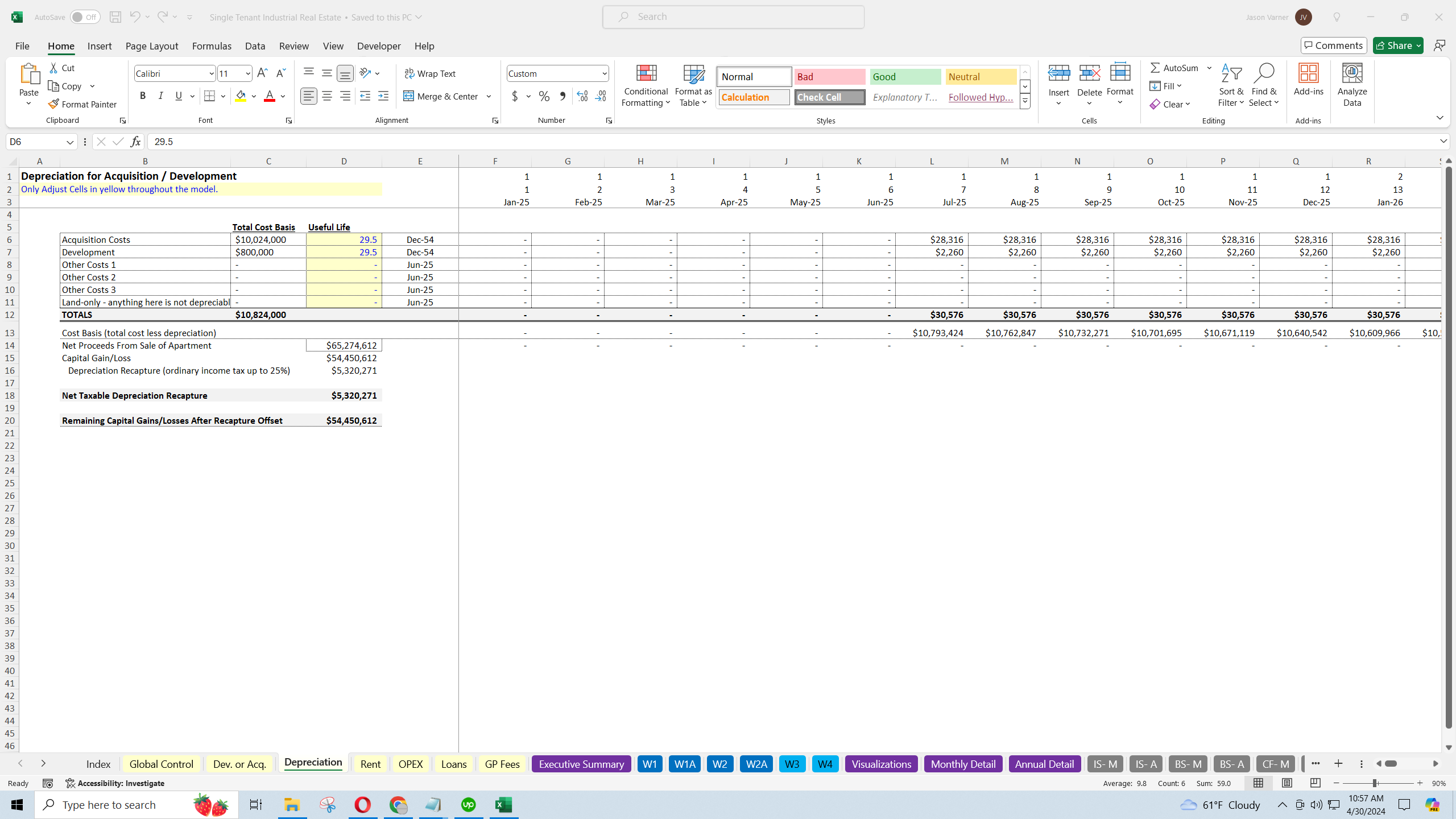 Single Tenant Industrial Real Estate Deal Scenario Model (Excel template (XLSX)) Preview Image